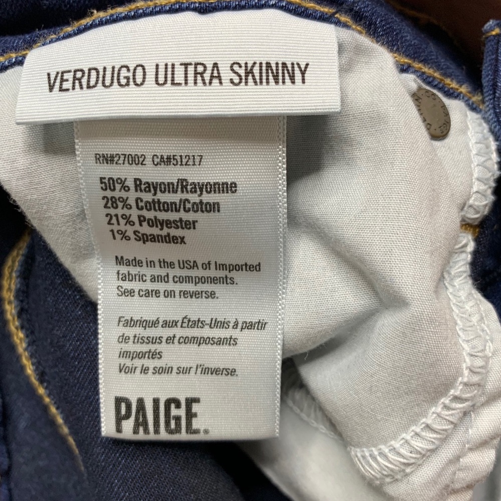Paige Vertugo Ultra Skinny dark wash jeans 24 - Picture 7 of 8